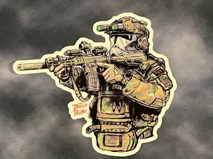 Solider Sticker, Army Sticker, Solider Gun Decal, Hard Hat Sticker, Pipeline Stickers, Blue Collar Stickers