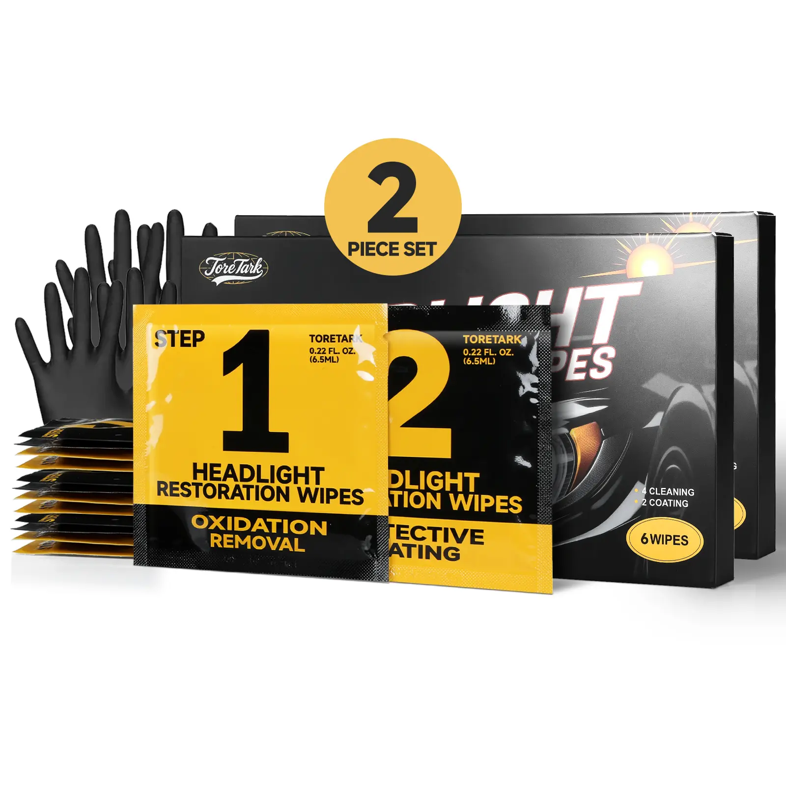 Toretark No-Sand Headlight Repair Wipes, Repairs Yellowed and Oxidized Headlights, Restores Headlight Brightness, Effect Lasts Over 6 Months, Car Care Products