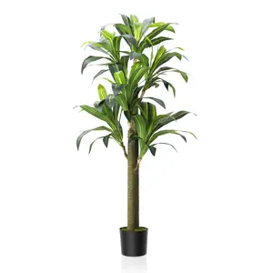 5.4ft Artificial Dracaena Tree- Fake Tree Plants with Black Planter, Faux Yucca Tall Fake Floor Plant in Pot, Artificial Plant for Home Office Living Room Decor
