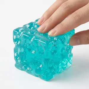 Jumbo Transparent Jelly Cheese Cube Squishy Toy, Giant Moldable No-Rebound Squeeze Fidget Toy, Soft Sensory Stress Relief Desk Toy