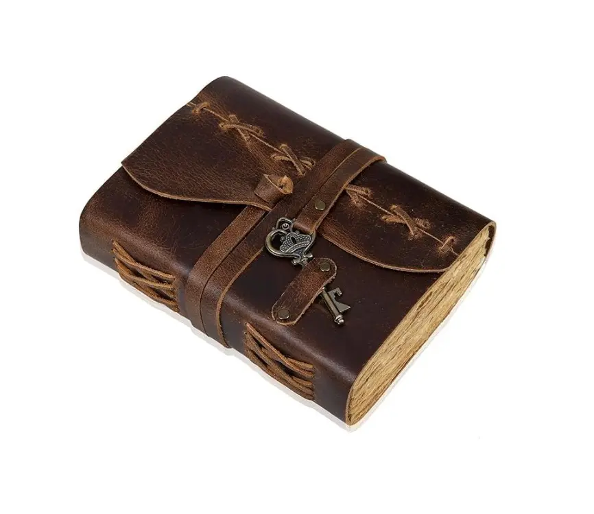 Vintage Leather Bound Journal Cappuccino Brown 7x5 200 Deckle Edge Pages Writing Drawing Travel Diary Sketchbook