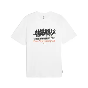 PUMA Mens X Lost Management Cities Graphic Crew Neck Short Sleeve Casual Tops Casual - White