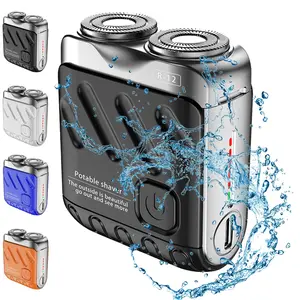 Mini Portable Electric Shaver for Men, Dual Ring Rotary Razor, USB Rechargeable & Washable Travel Shaver