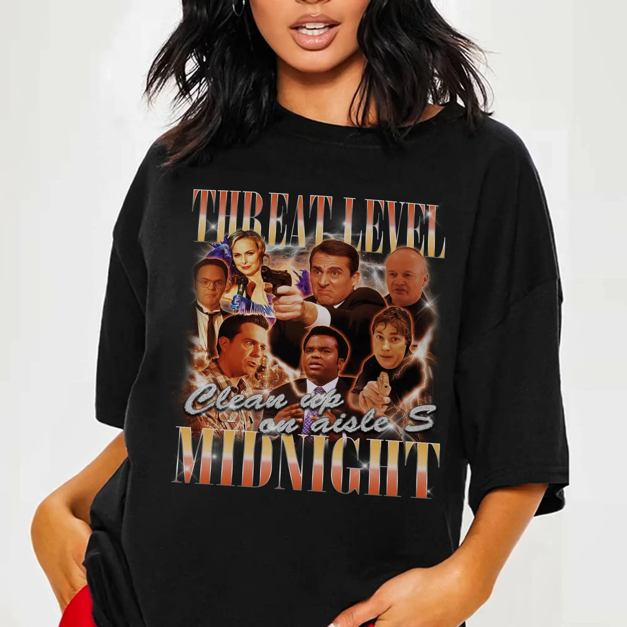 The Office Shirt, Threat Level Midnight Michael Scott Bootleg Rap Tee, Vintage The Office Tv Show, Michael Scott Bootleg Shirt, Trendy Shirt, Unisex T-Shirt, Gifts For Lady, Short Sleeve Tee Shirt, Gifts For Birthday