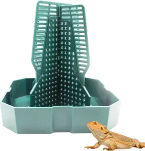 Bearded Dragon Tank Accessories, Lizard Feeder, Reptile  Cup, Dubia Roaches Organizer with Column for  to Climb and Move,  Bowl for Bearded Dragon, Gecko, Frog