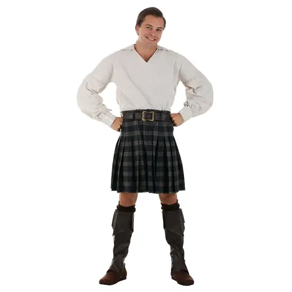 Men's Scottish Highland Costume, Men's Special Occasion Clothes with Shirt, Top, Belt and Buckle