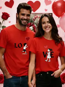 Comfortable Breathable Casual Couple, Fitted Short Sleeve Design, Perfect Valentine's Day Gift, Unique Matching Set, Outfit, Clothes