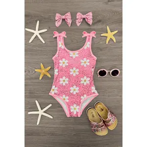 Pink Flower Sequin Swimsuit