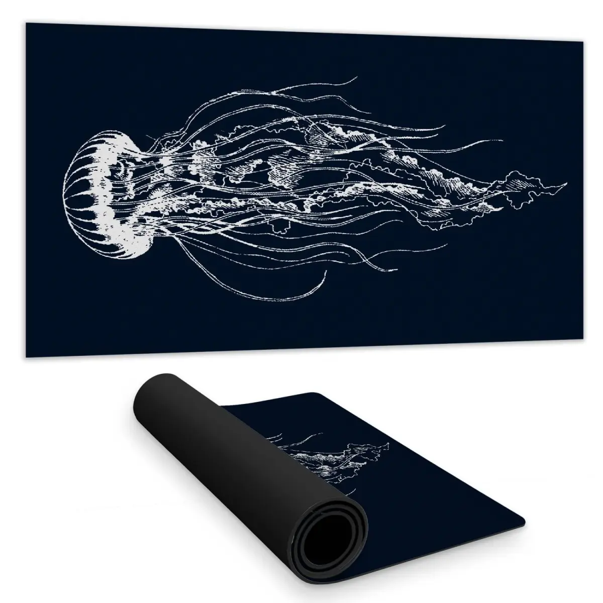 212 MAIN White Jellyfish Desk Mat - 16x32 in, Non-Slip Rubber Backing, Waterproof Smooth Surface, Marine Theme Aquatic Life Home Decor, Gift for Animal Lovers' Bedroom Desks, Animals