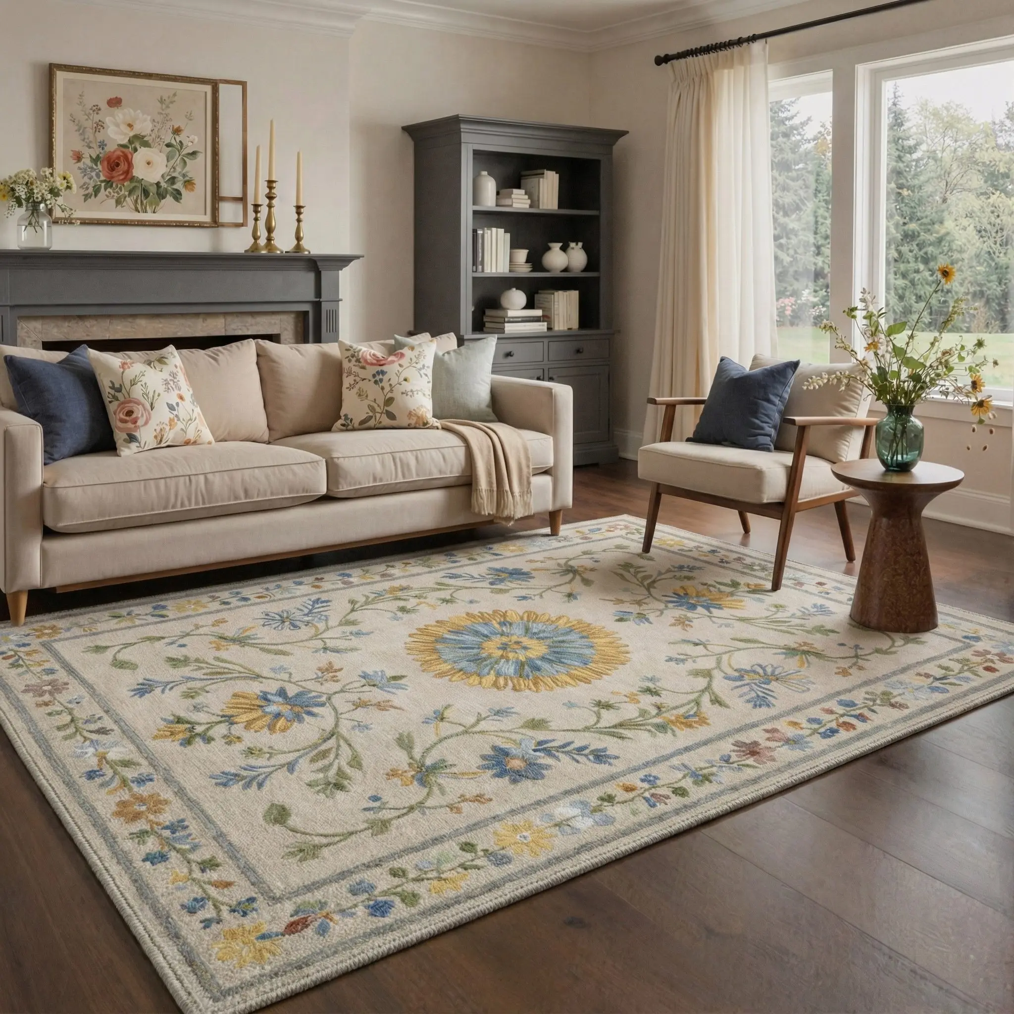 【Deals For You Days】GENIMO Area Rug – Machine Washable, Pet Friendly, Non-Slip Floor Rug, Soft Home Carpet, Ideal Living Room, Bedroom, Kitchen, Hallway Decor ,ARF2642-PETAL