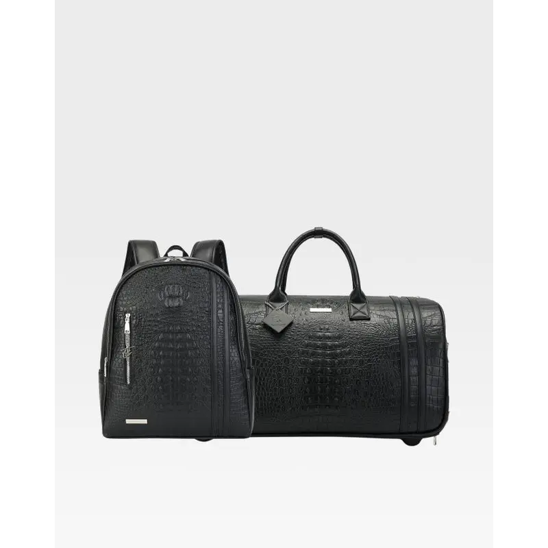 Statement Traveler Rolling Duffle Set V2 - Black, Sporty, Glamorous, Blacked-Out, Carry-On Rolling Travel Bag, Sporty Travel Bags, Glamorous Travel Bags