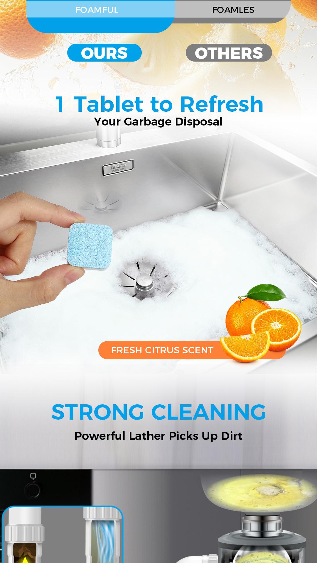 Kitchen Cleaning Tablets 24 Pack, Heavy Duty All Purpose Cleaner Tablets, Deep Cleaning Grease & Grime Remover for Sink, Counter, Easy to Use