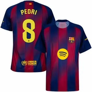 Unisex Soccer Barcelona Team Pedri 8 Champions League Playoffs 2025/26Home Stadium Replica Jersey - Blue