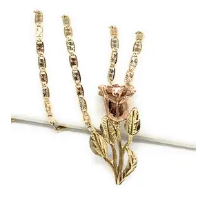 10k Solid Gold Yellow & Rose Pendant Necklace Valentina Chain