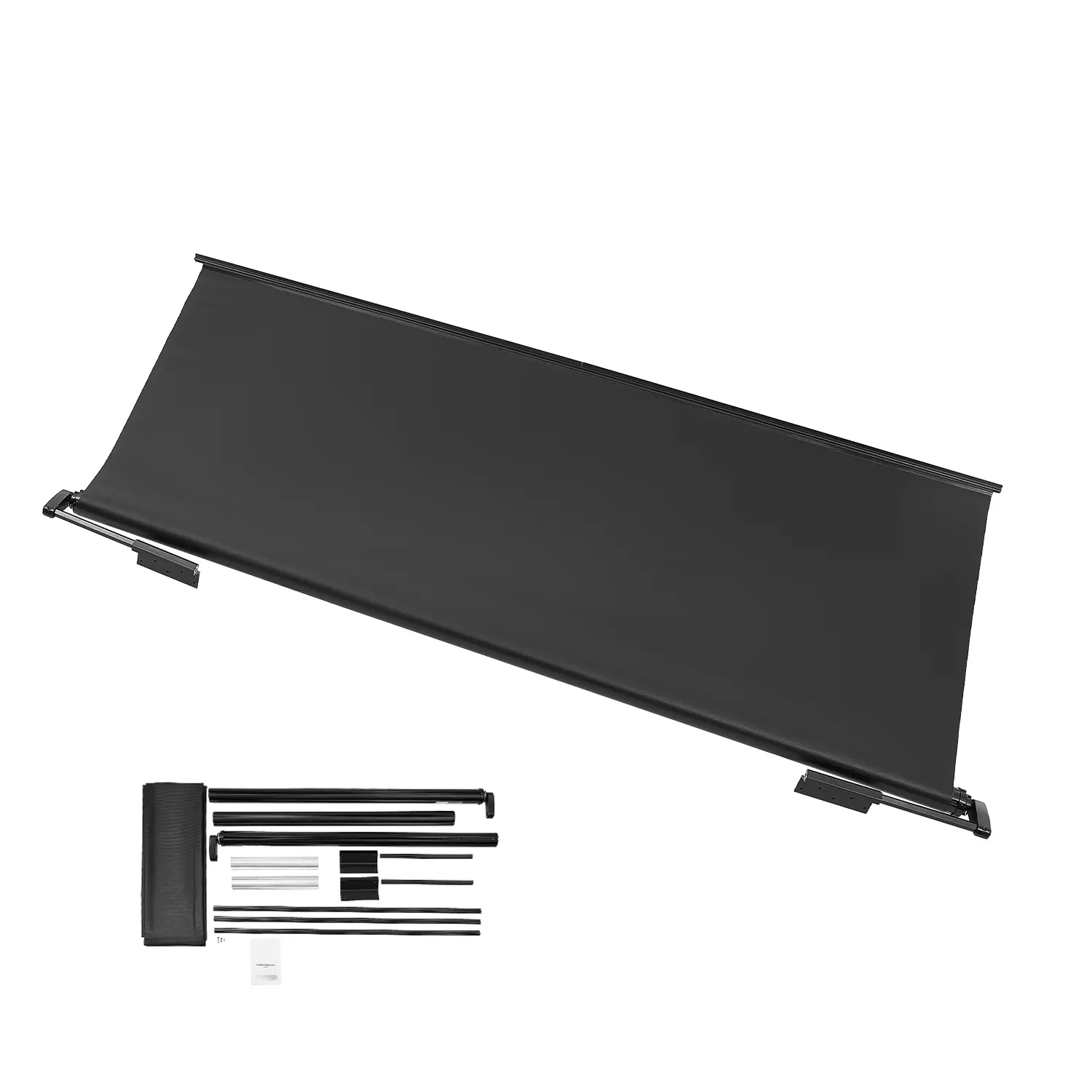 Camper Awning Fabric Replacement, 1" to 8', Weatherproof Durable Slide Topper Awning with Bracket, Heavy Duty Slide Topper Awning with Stainless Steel Material, Fit for RV & Motorhome(Black)