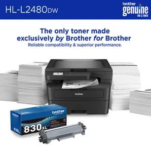 Brother HL-L2480DW Wireless Compact Monochrome Multi-Function Laser Printer with Print Copy Scan Duplex & Mobile Printing Refresh Subscription Ready