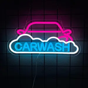 Car Wash Neon Sign for Wall Decor Car Neon Light Sedan LED Light Sign for Party Gas Station Service Area Auto Repair Shop Car Show