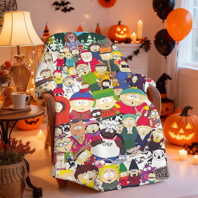 South Park All Characters Gathering Flannel Blanket – Soft, Cozy, Washable, All-Season Throw for Sofa, Bed, Office, Camping & Travel, Portable, Anti-Allergy & Tear-Resistant, Perfect Gift for Christmas, Valentine’s Day, Weddings, Birthdays & Home Décor