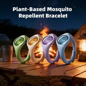 Plant-Based Mosquito Repellent Bracelet – DEET-Free, Waterproof Silicone, Natural Essential Oils for Kids & Adults, Travel & Outdoor Use (5 PCS)