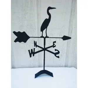 212 MAIN Handcrafted Steel Egret Roof Mount Weathervane, Outdoor Plasma-Cut Rust-Proofed Lazy Scroll Decor for Home Improvement & Garden
