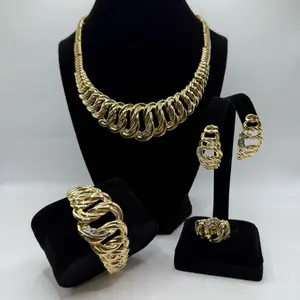 [Quick sale ] Princess choker 18 inches  , bracelet, earrings and adjustable ring in high quality 14k laminated gold.