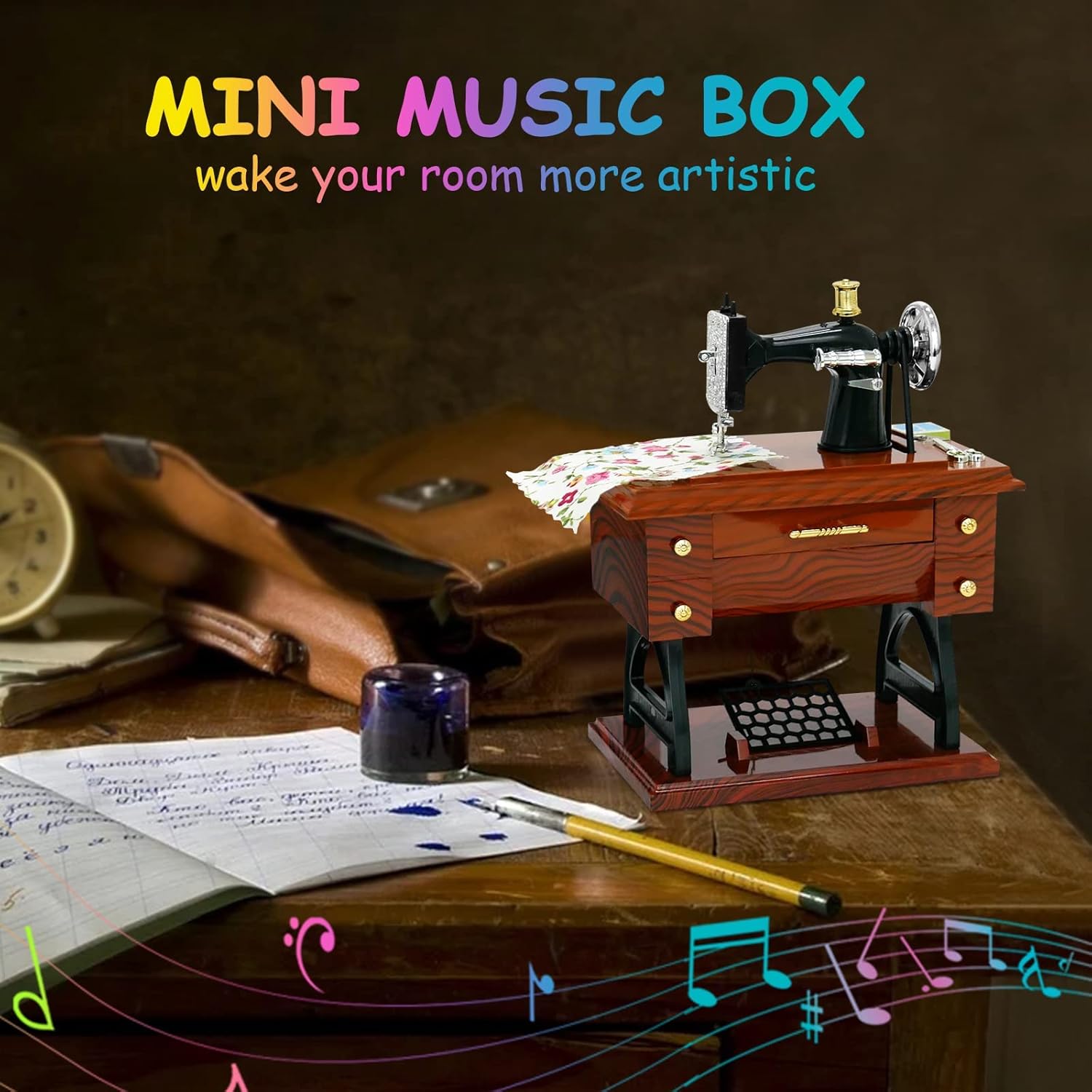 Sewing Machine Mini Music Box, Vintage Sewing Music Box Clockwork Home Crafts Table Desk Decoration Birthday Gift Ornaments