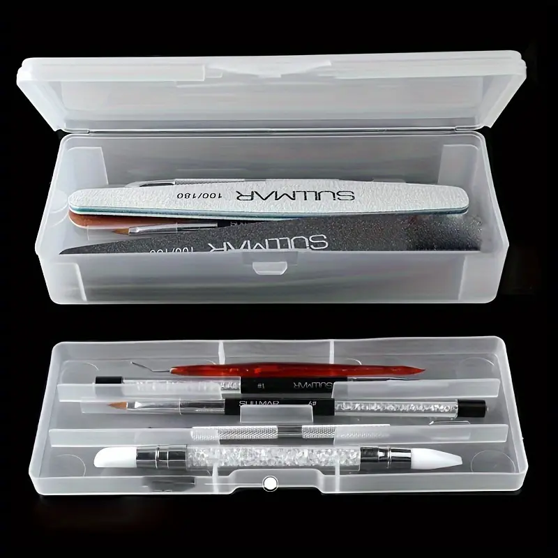 Double-Layer Nail Art Organizer – Space-Efficient, Scratch-Resistant Tool Storage Box, Portable & Sturdy