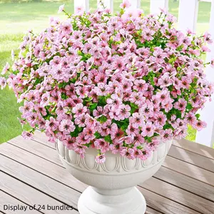 Artificial Plant & Flower, 24 Bundles Lifelike Faux Plant with Silk, Colorful Daisies, Eucalyptus Trees, Suitable for Outdoor Home Planters, Porch and Courtyard Decoration, Fruit