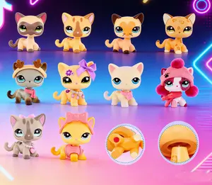 Cute Mini Pet Shop Shorthair Cat Bobble Head Toys for Kids | Safe & Fun Collectible Figurines Cake Topper Animals Figures Birthday Party Decorations