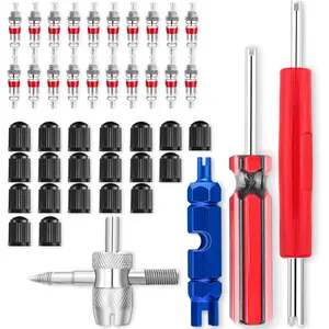 44pcs Stem Removal Tool Spool Removal and Installation Tool Four-Way Valve Tool Spool Stem Cover Suitable for All Types of Tires