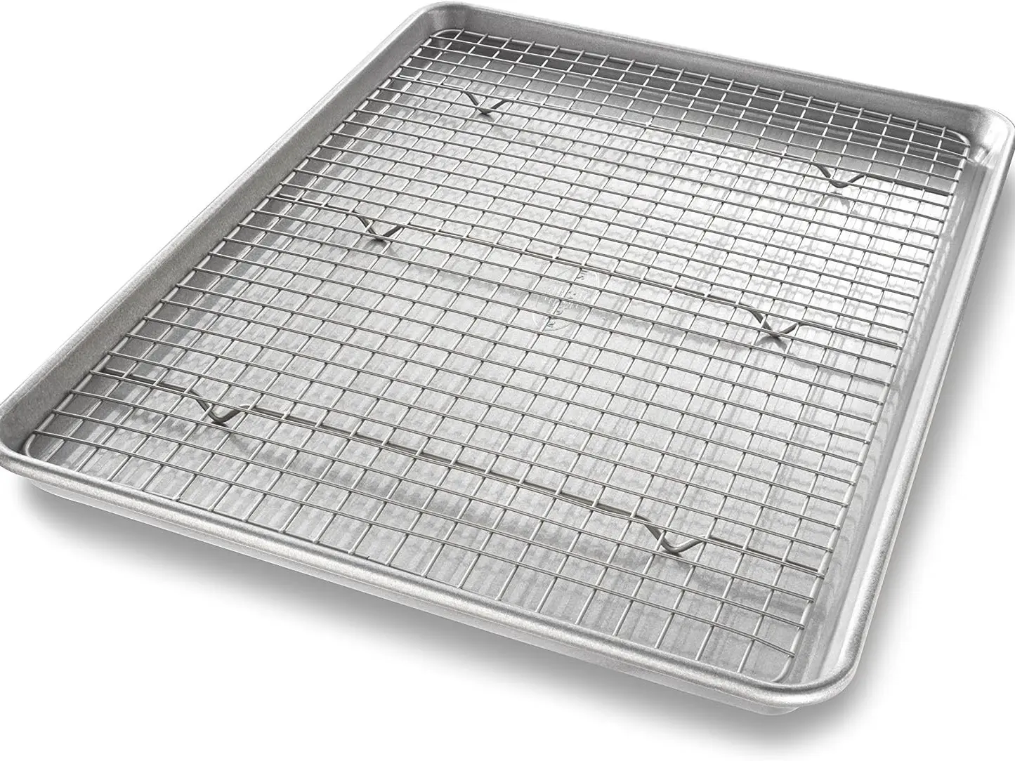 USA Pan Bakeware Half Sheet Baking Pan and Bakeable Nonstick and Cooling Rack Set, Metal