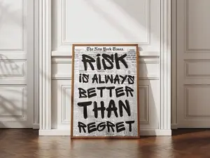 Risk Is Always Better Than Regret Poster, Motivational Wall Art, Inspirational Quote Print, Gym - Office Decor, Modern Wall Art