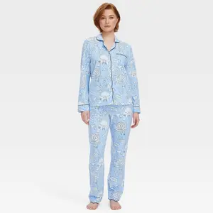 Women's Floral Vines Long Sleeves and Pants Pajama Set - Roller Rabbit