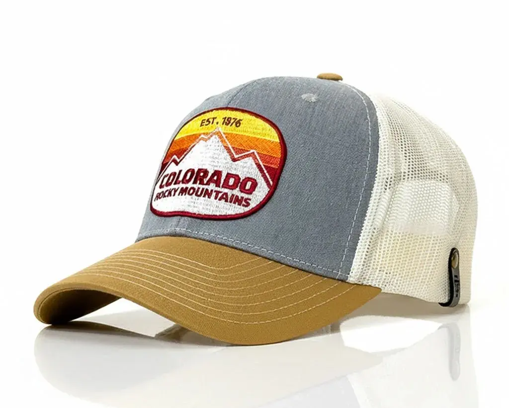 COLORADO ROCKY MTS 6-Panel Curved Snapback, Richardson 112 Gold
