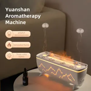 Simulation flame aromatherapy machine desktop ultrasonic double spray humidifier home jellyfish essential oil diffuser aromatherapy machine