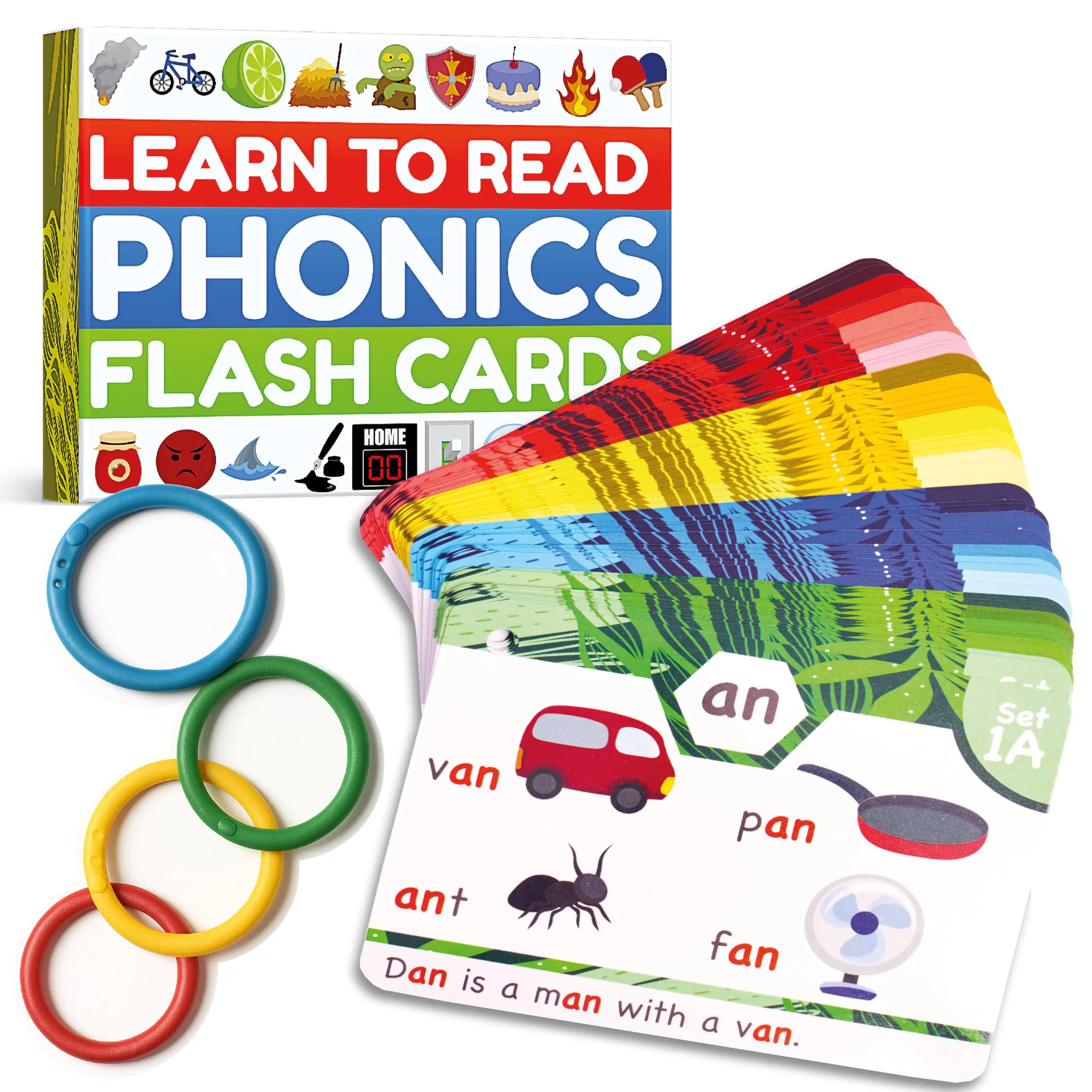 Phonics Flashcards - Alphabet, English Vocabulary Learning Cards, Interactive Educational Toy for 1-6 Year Olds, Kindergarten Classroom Materials, Alphabet Flashcards, English Cards, Vocabulary Flashcards