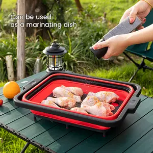 Collapsible BBQ Prep Tub with Lid and Cutting Board – XL Meat Marinating Container – Barbecue Accessory for Brisket, Grilling, Smoking, Tailgate & Camping – Brine & Meal Prep System for Outdoor Grill