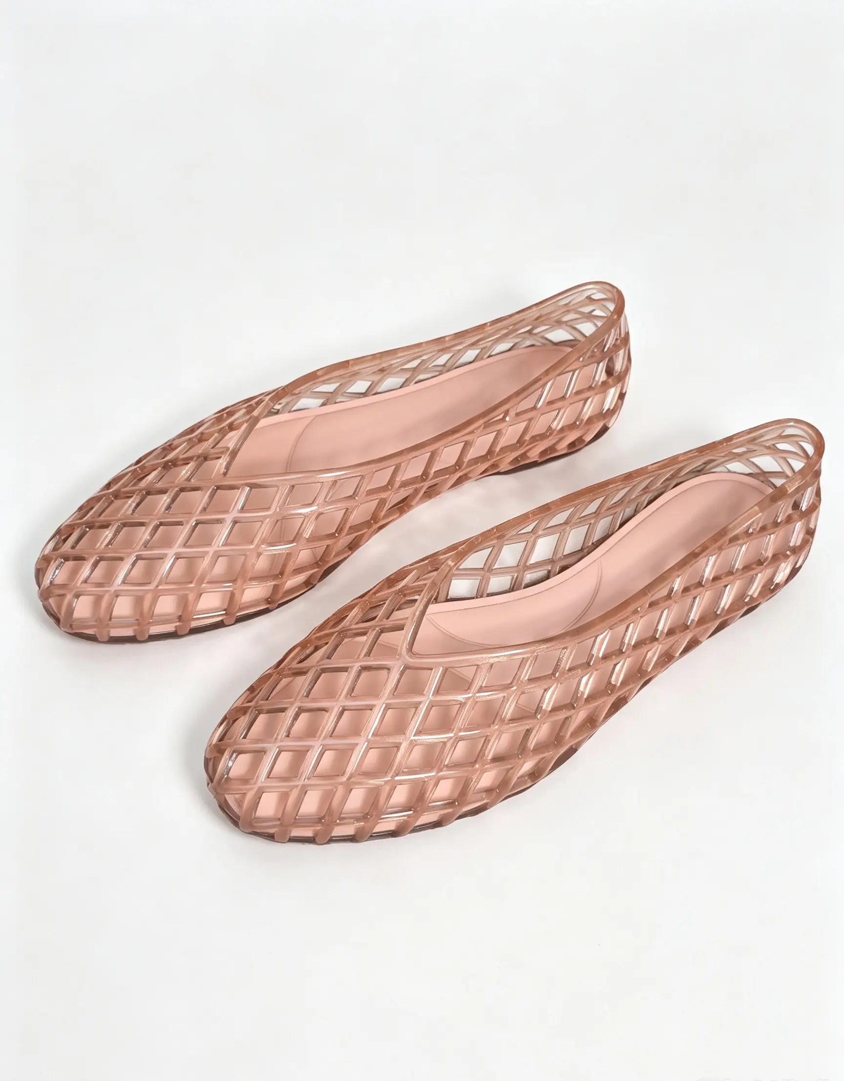 Women's Modern Lattice Ballet Flats - Comfortable Slip-On Pointed-Toe Jelly Shoes Footwear Mesh