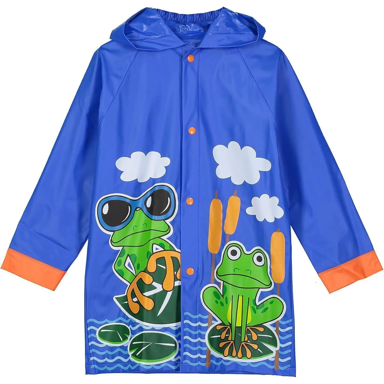 Child's Multi-Size Waterproof Lightweight Hooded Vinyl Rain Slicker - Snap-Closure, Frog & Unicorn Designs for Puddle Play (Toddlers & Little Kids), Pvc, 2-3T, Durable, Raincoat, One-Piece