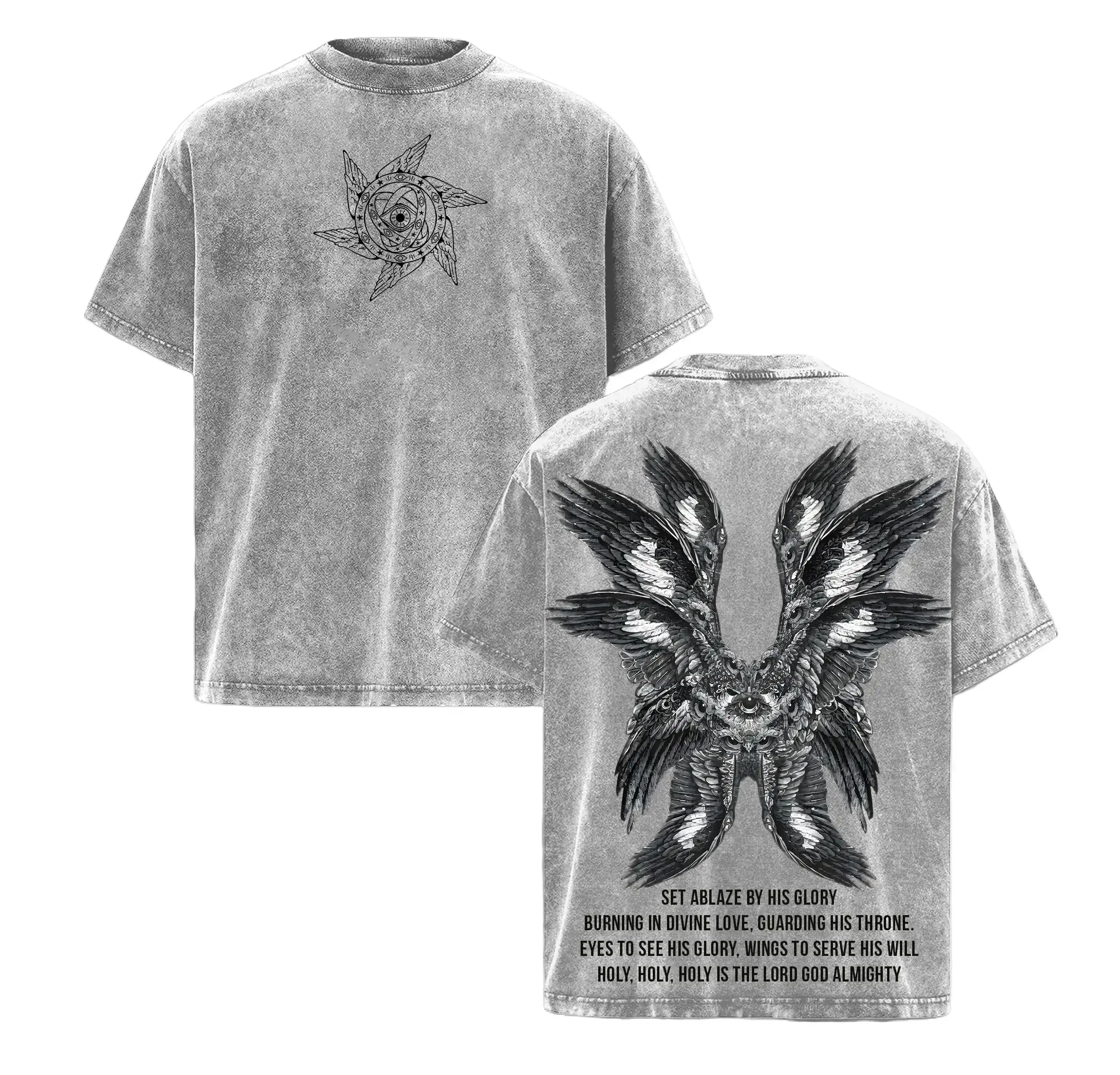 Seraphim Angel Tee | Set Ablaze by His Glory Shirt / Sweatshirt / Hoodie | Christian Vintage Washed Oversized T-Shirt | Wings of Fire Divine Love Graphic | Holy Faith Jesus Apparel Christian Bible Verse