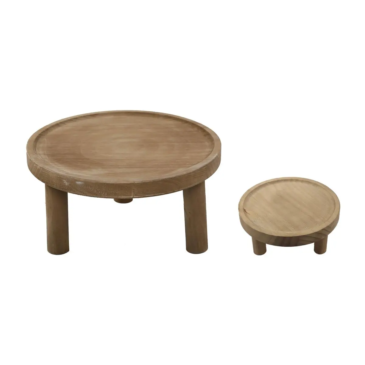 Flora Bunda FR376E2-DRK 10 in. & 7 in. Footed Wood Plant Stand, Dark Brown - Set of 2