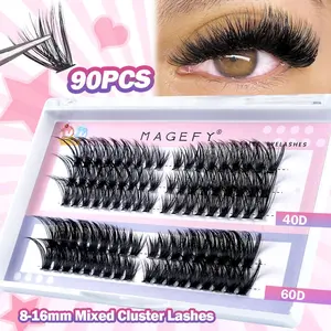 Mixed Length Individual False Eyelashes, 90pcs/box Natural Look Eyelash Extensions, Self Grafting Curl Eyelashes, Eye Makeup Enhancement False Eyelashes, Cosmetic, Eyelash Clusters