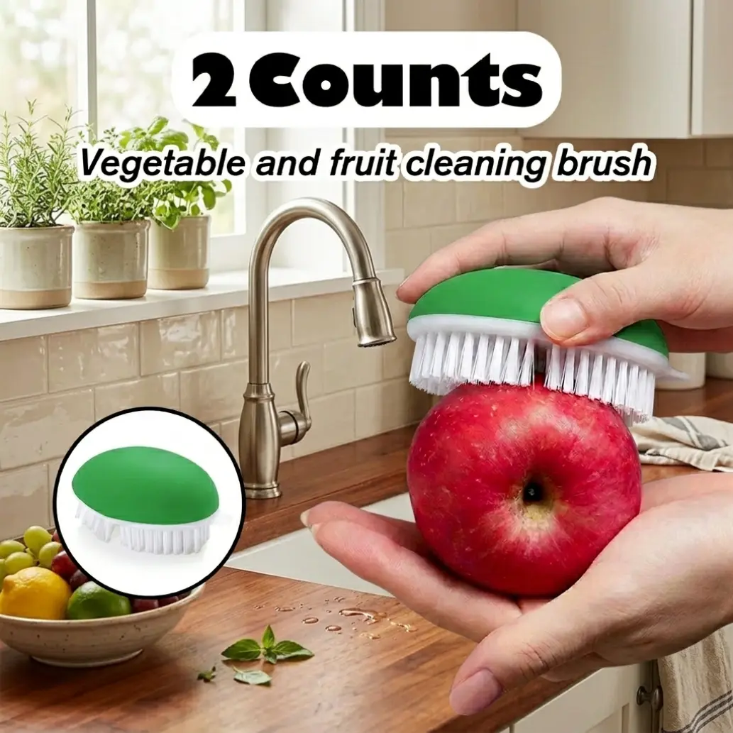 2-Count Multifunctional Vegetable Scrubber Brushes, Dense Soft Cleaner for Carrots, Potatoes and Fruits