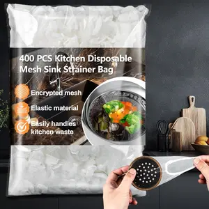 400 Pack Disposable Kitchen Sink Mesh Bags, Stretchable Drain Mesh Bag, Drain Strainer Bags, Anti-Clogging