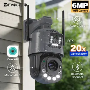 SD Card Audio Lights 6MP 50x Zoom Dual Lens Outdoor PTZ Camera Dual View 3K Human Detection Wireless Remote CCTV Security System WiFi Rotating with Wired Option Surveillance
