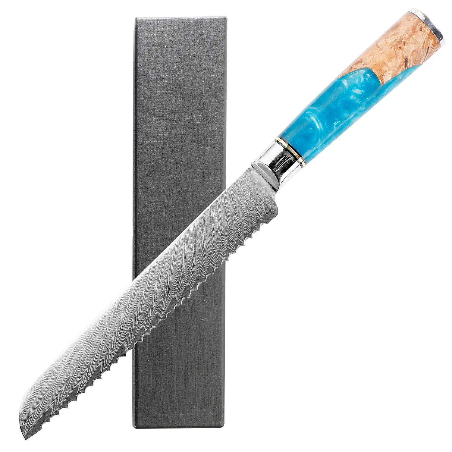 ioko 8-inch Serrated Bread Knife - Professional Japanese High Carbon Steel Knives with Sharp Blades for Efficient Slicing of Sourdough Bread, Cakes