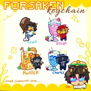ROBLOX Forsaken Keychain - Builderman Shedletsky Elliot Chance Kawaii Charms - Cute Acrylic Cartoon Keychain, Funny Meme Character Charm for Keys, Bags, Backpack, Durable Gift for Fans & Collectors