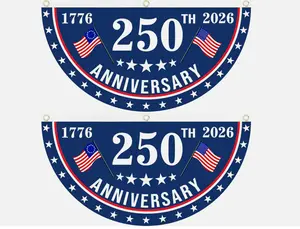 America 250th Anniversary Semicircle Garden Flag 1776–2026 – Patriotic Half Circle Fence Banner, Double Sided Outdoor Flag, USA Independence Celebration Decor, Yard & Fence Display, Fourth of July Party Decoration, Patriotic Outdoor Decor