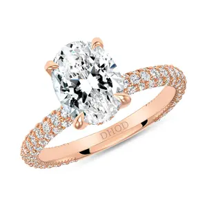 14K Gold Diamond Under Halo with 1.50 Carat Oval Shape Lab-Grown Diamond Engagement Ring
