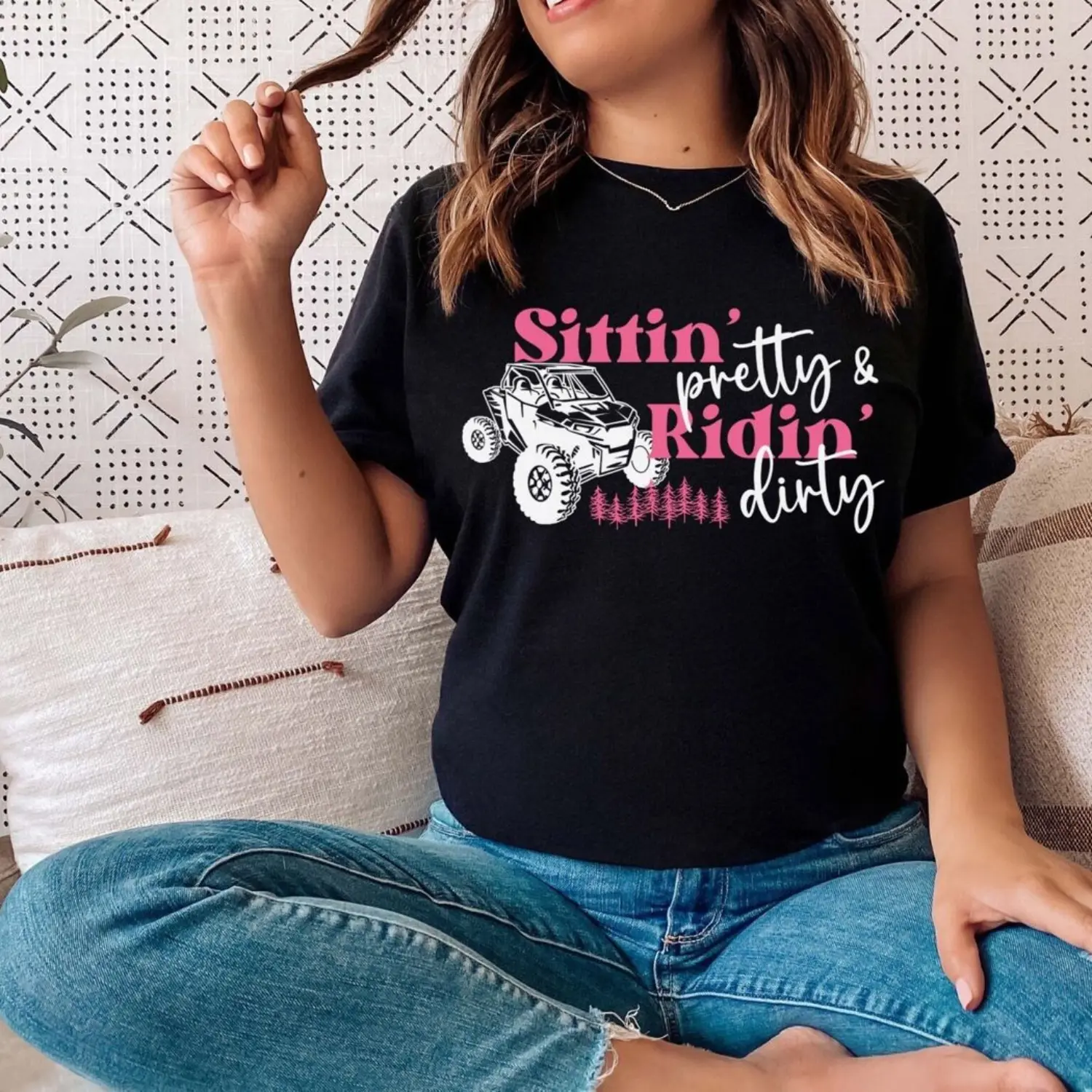 Sittin Pretty Ridin Dirty shirt, side by side tshirt, mudding shirt, riding dirty tee, offroad ATV UTV SXS shirt, country girl riding shirt